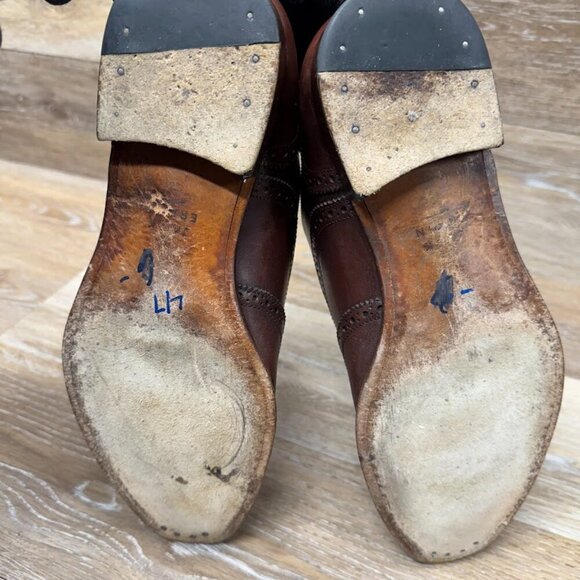 Jack Erwin Hubert Long Wing Blucher Brown Leather Wingtips Men's Size 9.5 - Picture 4 of 7
